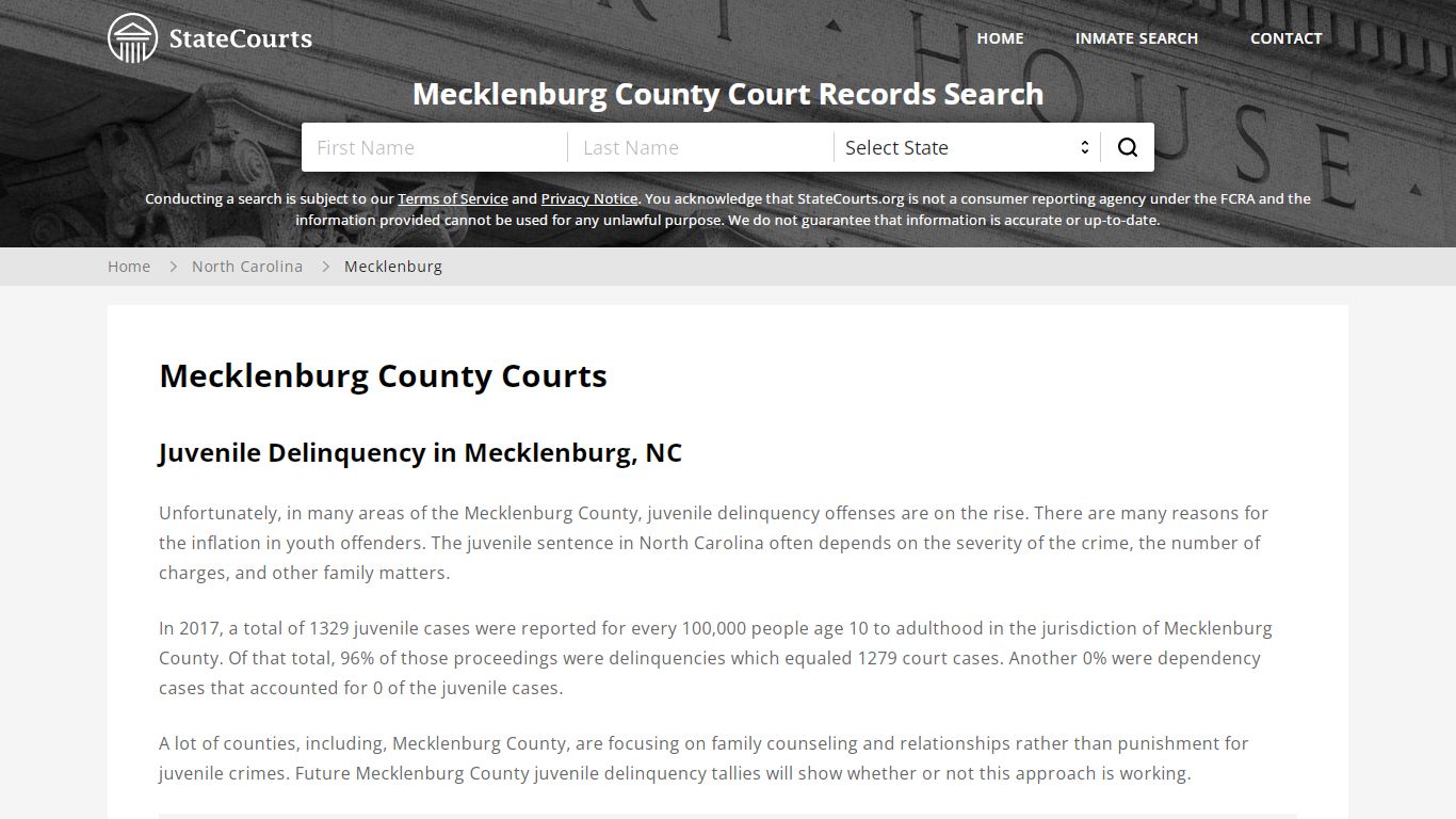 Mecklenburg County, NC Courts - Records & Cases - StateCourts